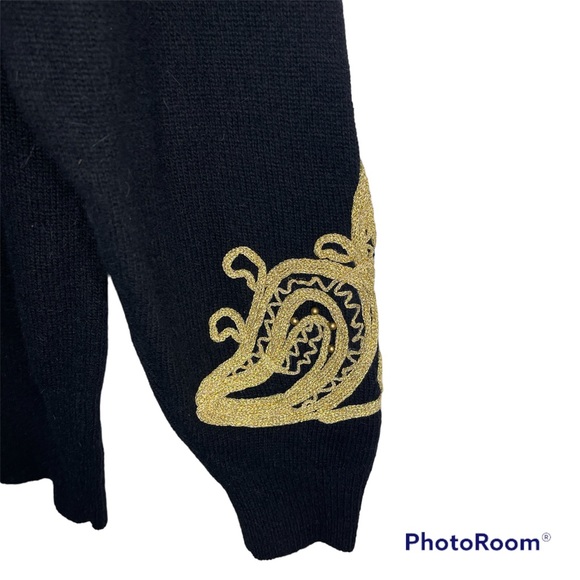 Vintage Maurada Sweater Lambswool Angora Rabbit Hair Blend black Gold details M - Picture 5 of 10